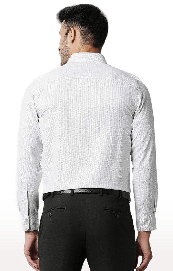 SOLEMIO | Men's White Cotton Striped Formal Shirt 3
