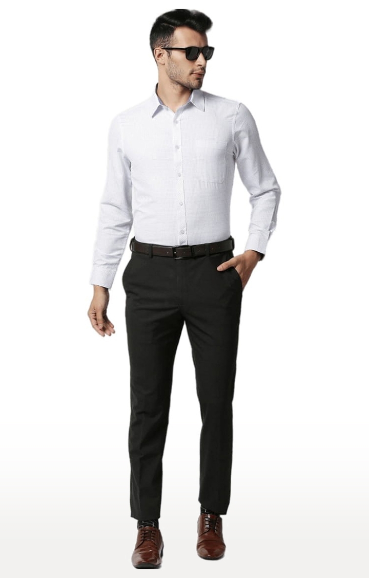 SOLEMIO | Men's White Cotton Printed Formal Shirt 1