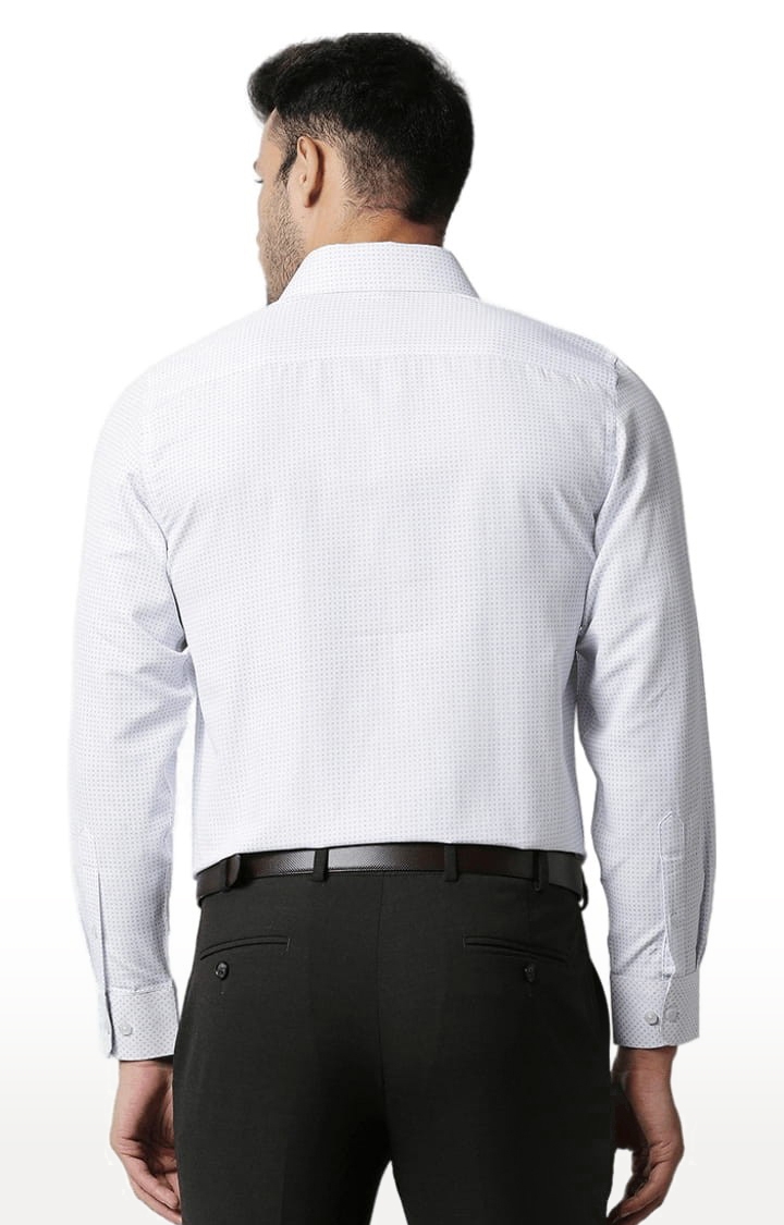 SOLEMIO | Men's White Cotton Printed Formal Shirt 3