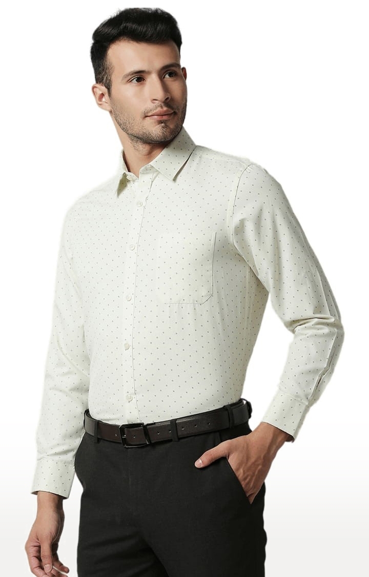 SOLEMIO | Men's Yellow Cotton Printed Formal Shirt 2