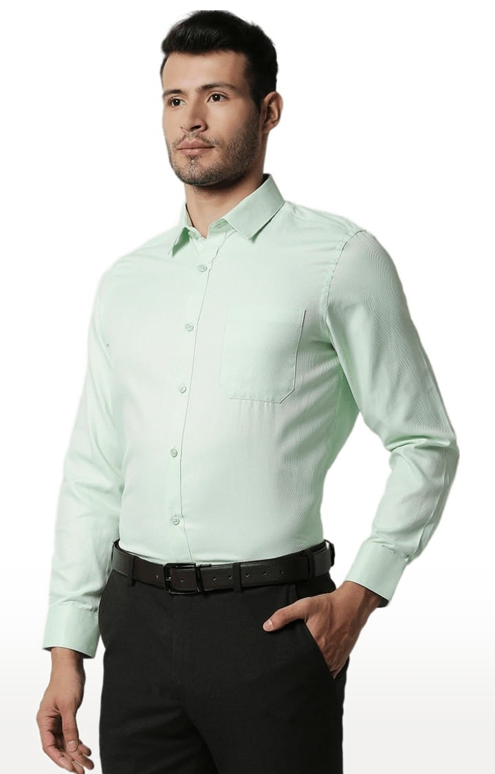 SOLEMIO | Men's Green Cotton Solid Formal Shirt 2