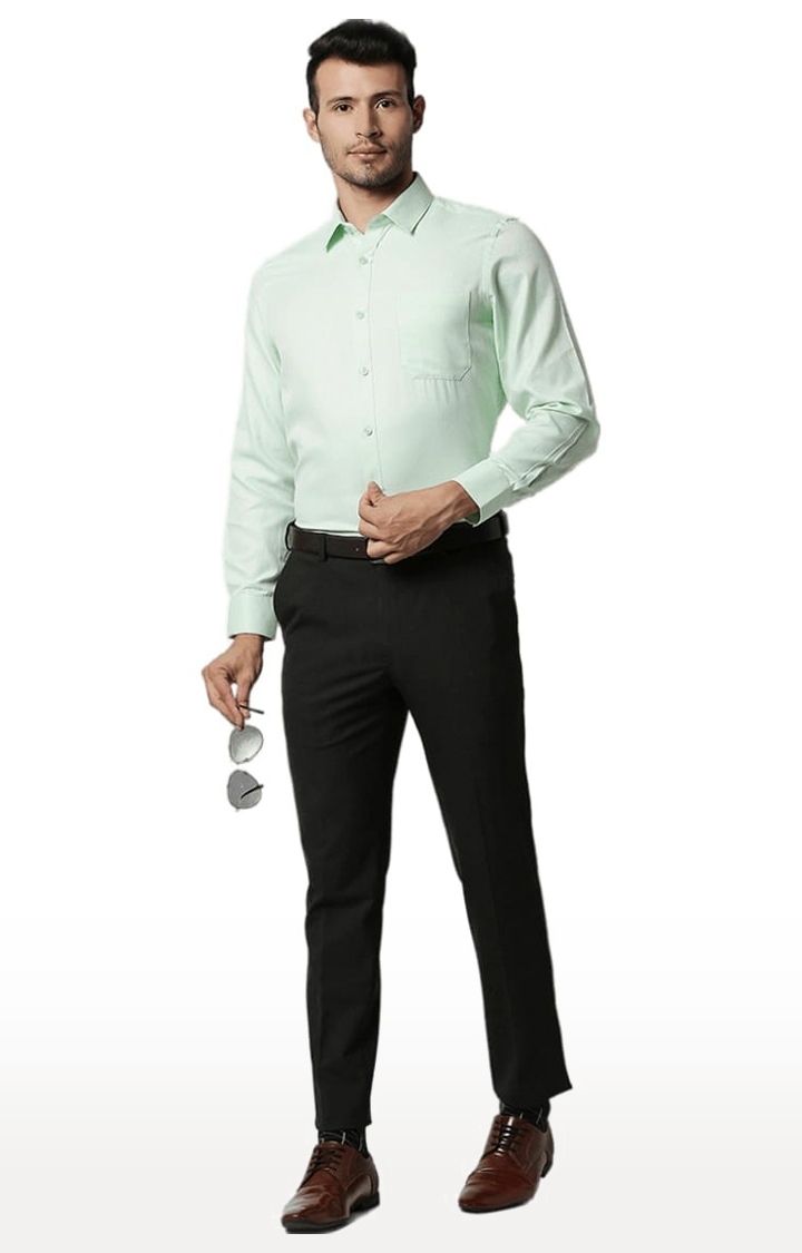 SOLEMIO | Men's Green Cotton Solid Formal Shirt 1