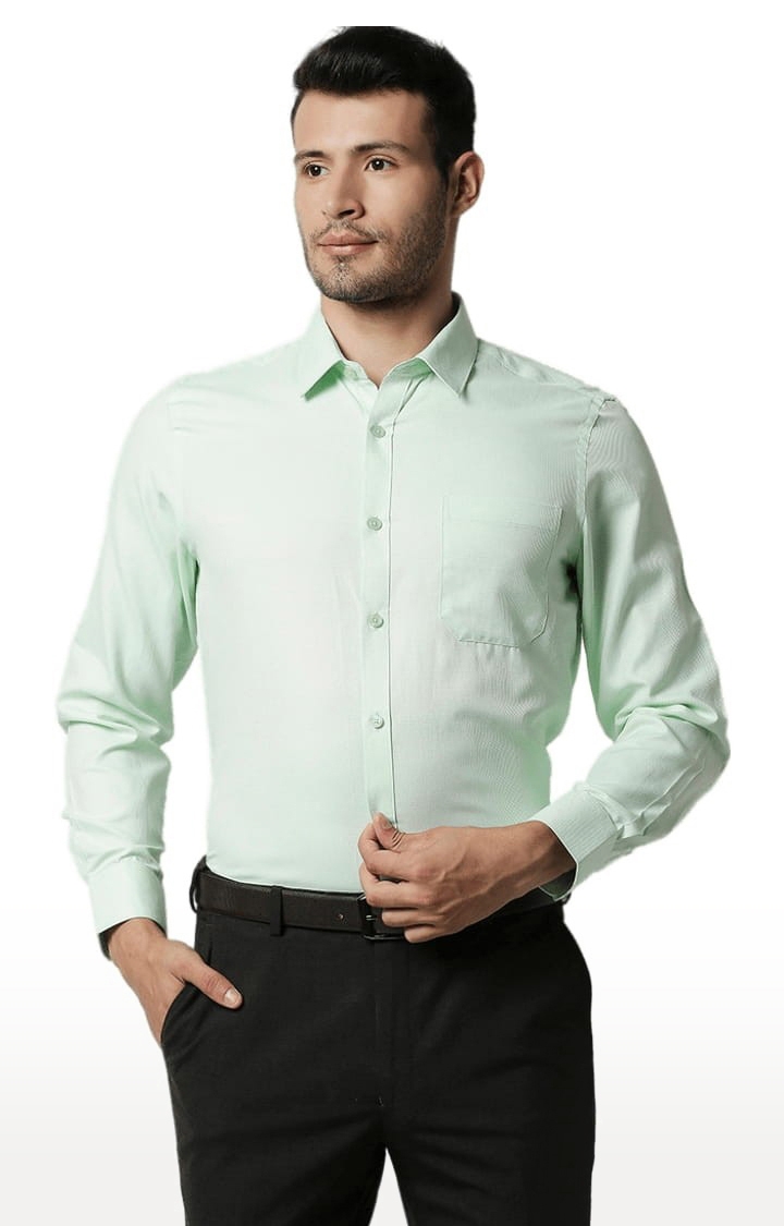 SOLEMIO | Men's Green Cotton Solid Formal Shirt 0
