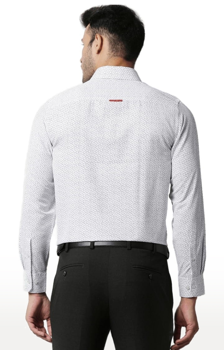 SOLEMIO | Men's White Cotton Printed Formal Shirt 3
