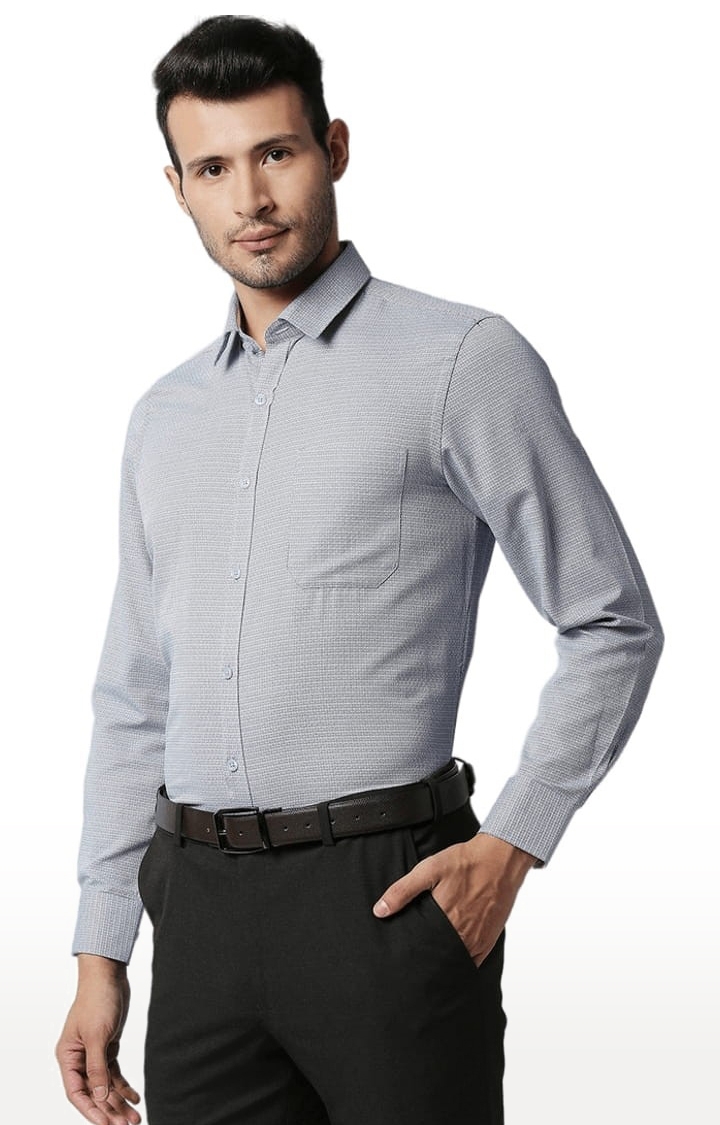 SOLEMIO | Men's Grey Cotton Solid Formal Shirt 2