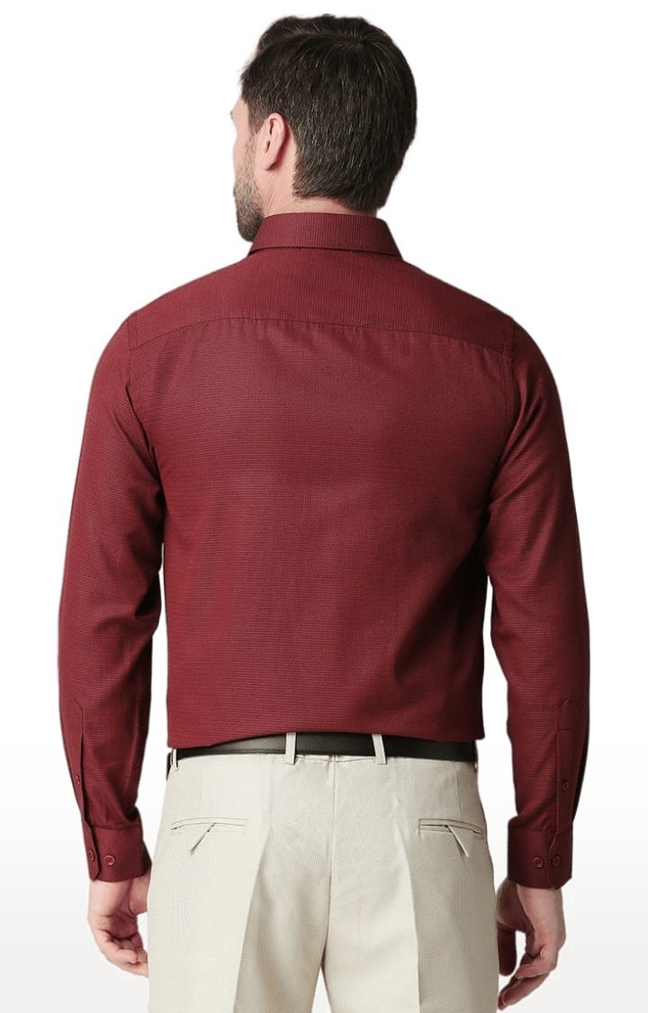 Men's Red Cotton Solid Formal Shirt