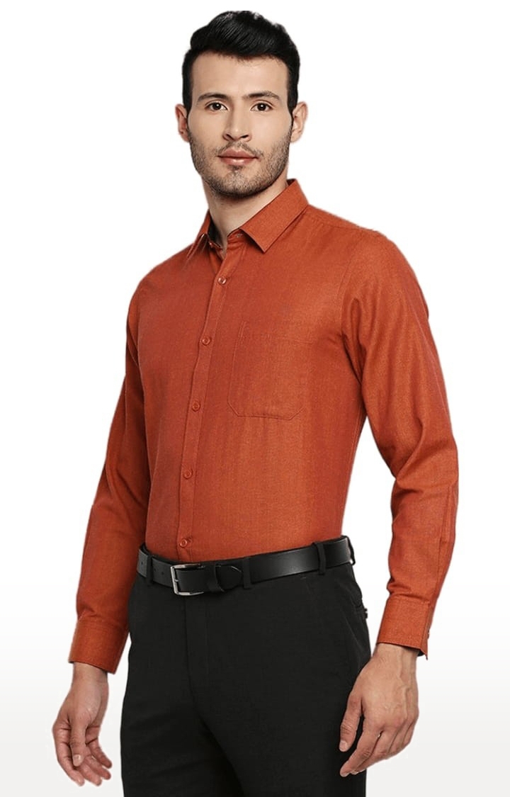 SOLEMIO | Men's Orange Cotton Solid Formal Shirt 2