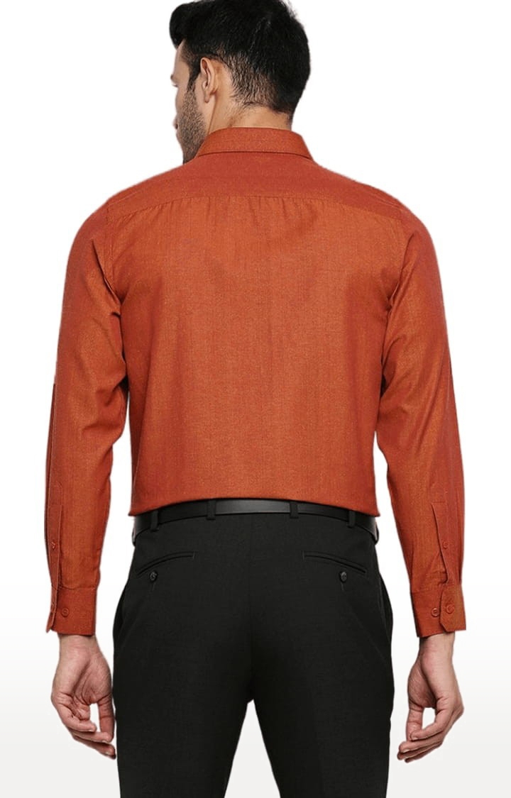 SOLEMIO | Men's Orange Cotton Solid Formal Shirt 3