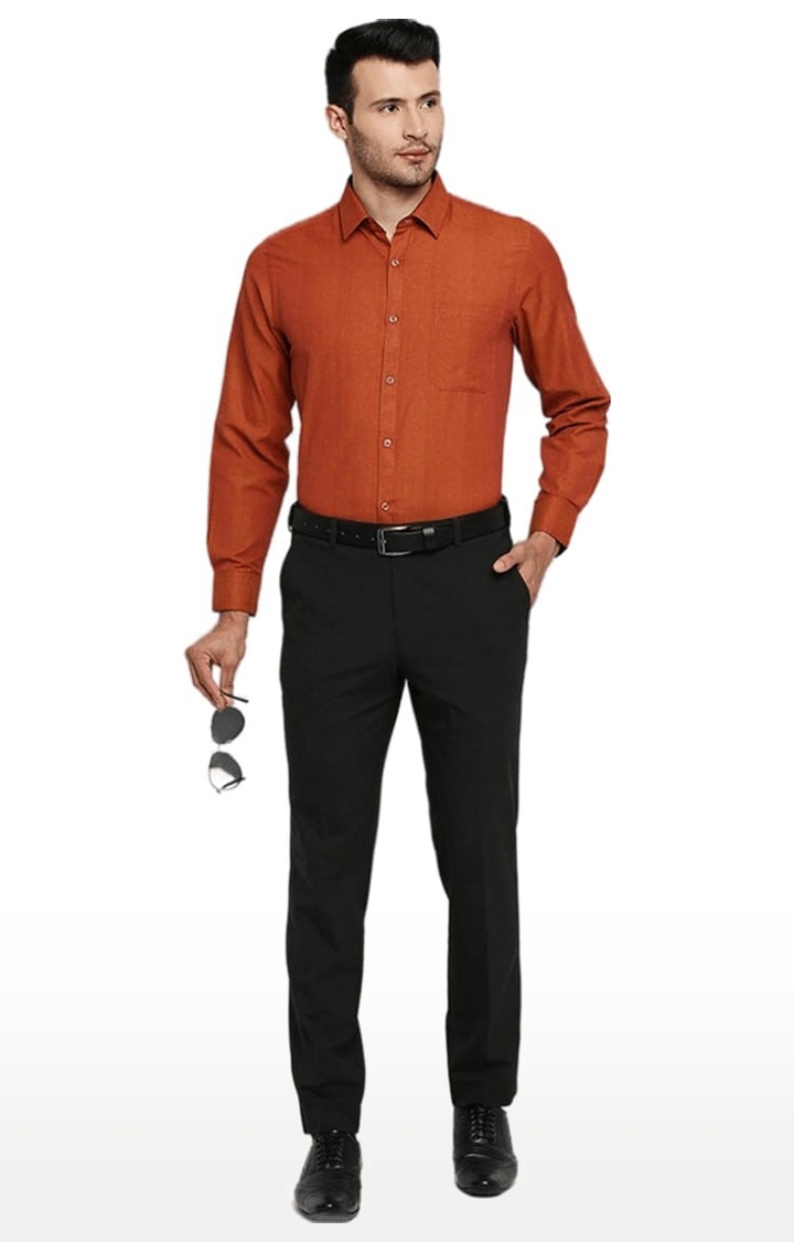 SOLEMIO | Men's Orange Cotton Solid Formal Shirt 1