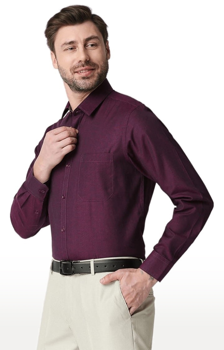 SOLEMIO | Men's Purple Cotton Solid Formal Shirt 2