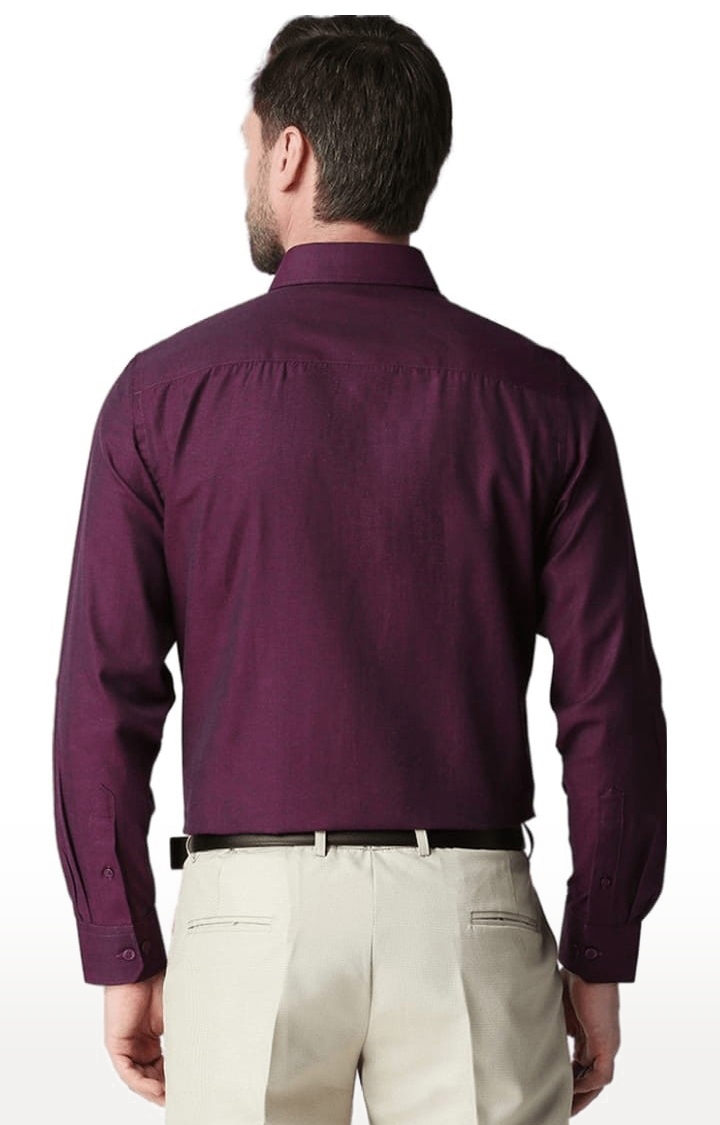 SOLEMIO | Men's Purple Cotton Solid Formal Shirt 3