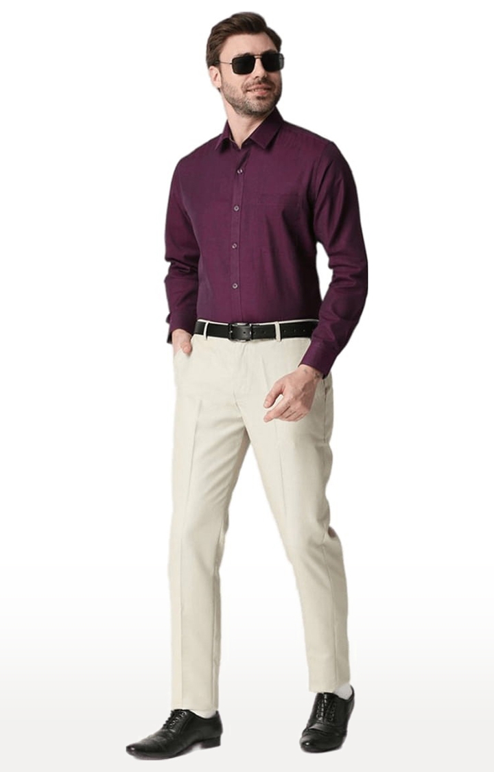SOLEMIO | Men's Purple Cotton Solid Formal Shirt 1