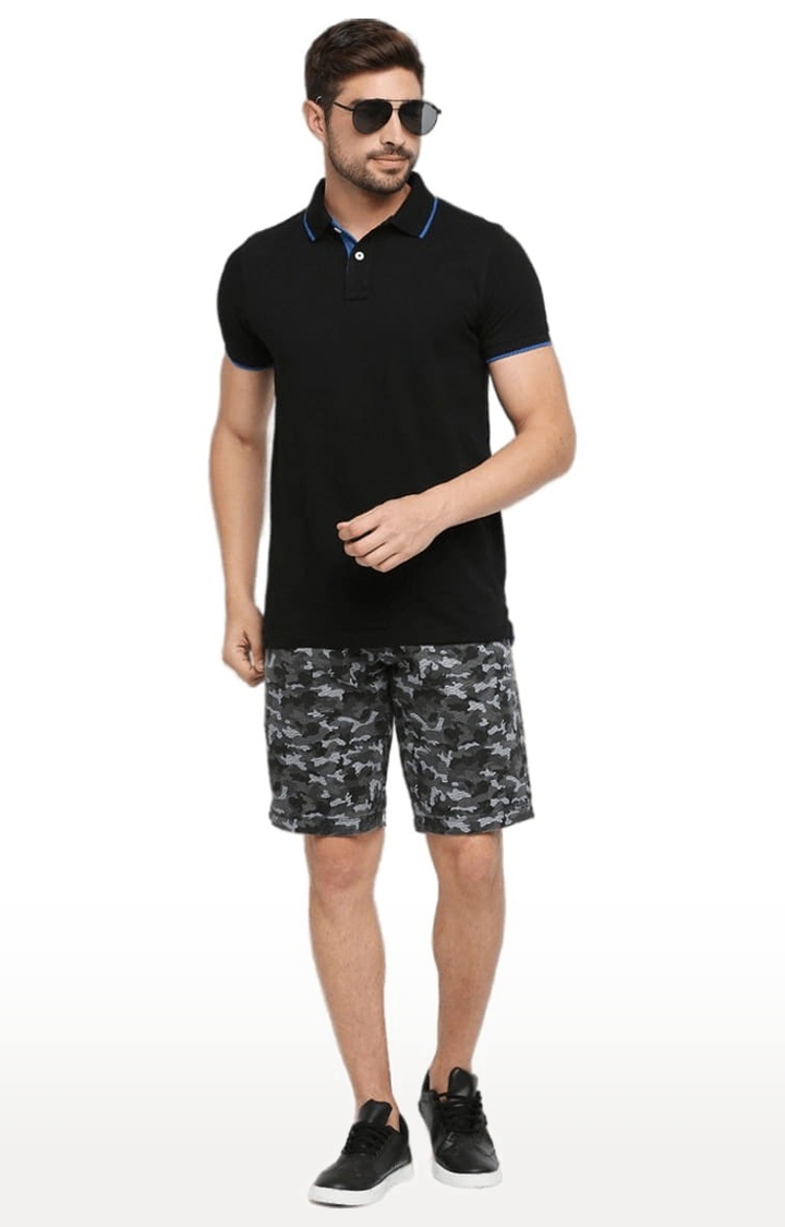 Men's Grey Cotton Camouflage Short