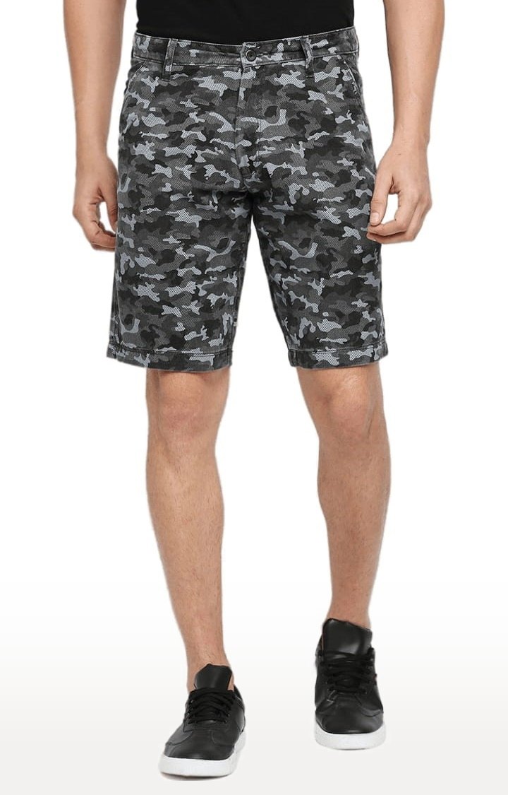 Men's Grey Cotton Camouflage Short
