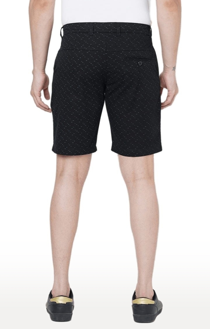 Men's Black Cotton Printed Short