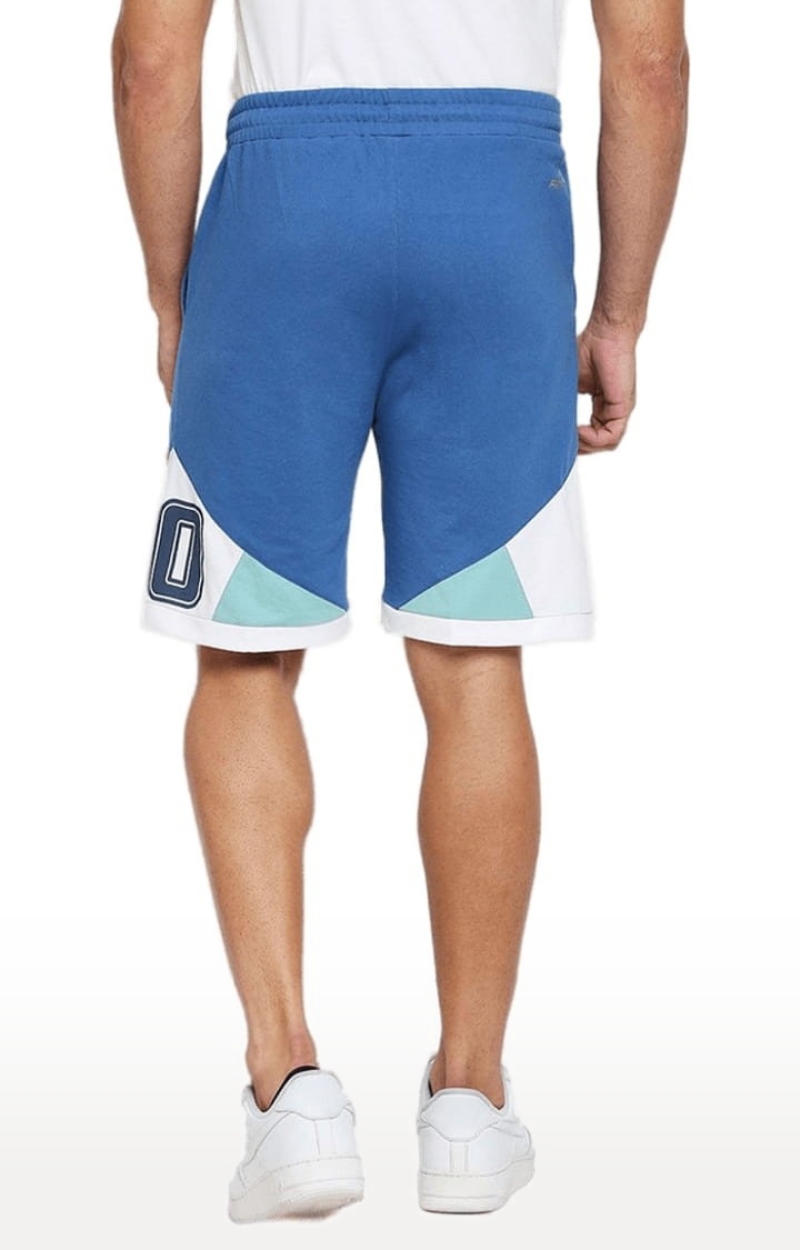 Men's Blue Cotton Colourblocked Short