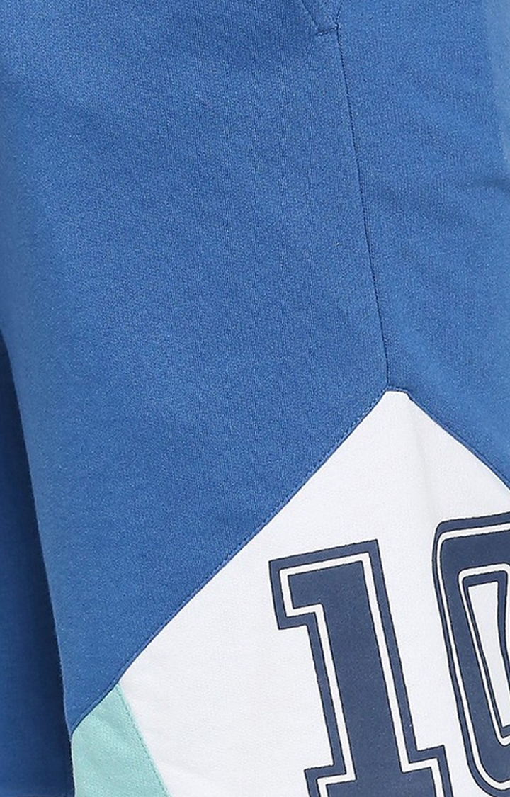 Men's Blue Cotton Colourblocked Short