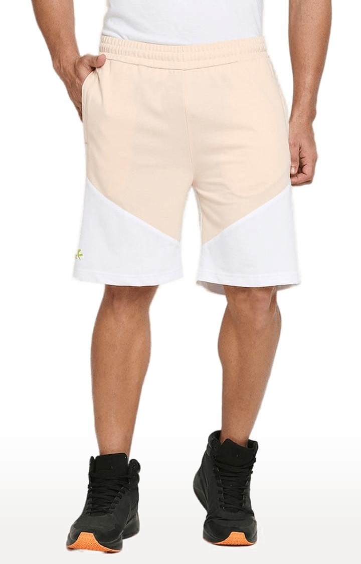 Men's Pink Cotton Colourblocked Short