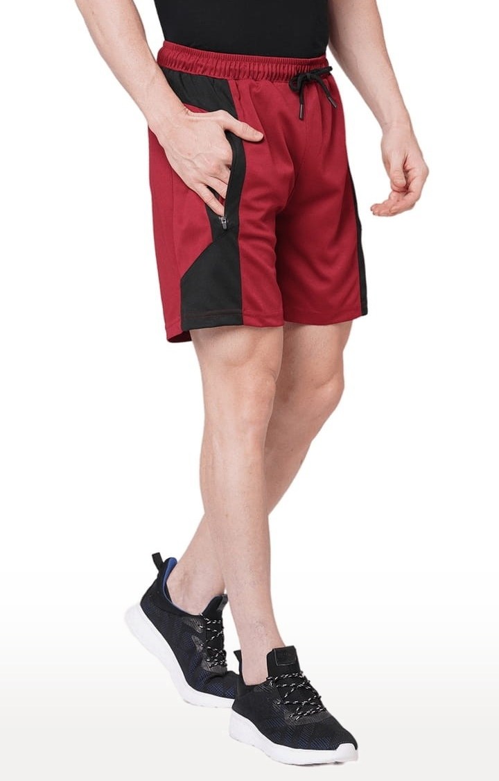 Men's Red Polyester Colourblocked Short