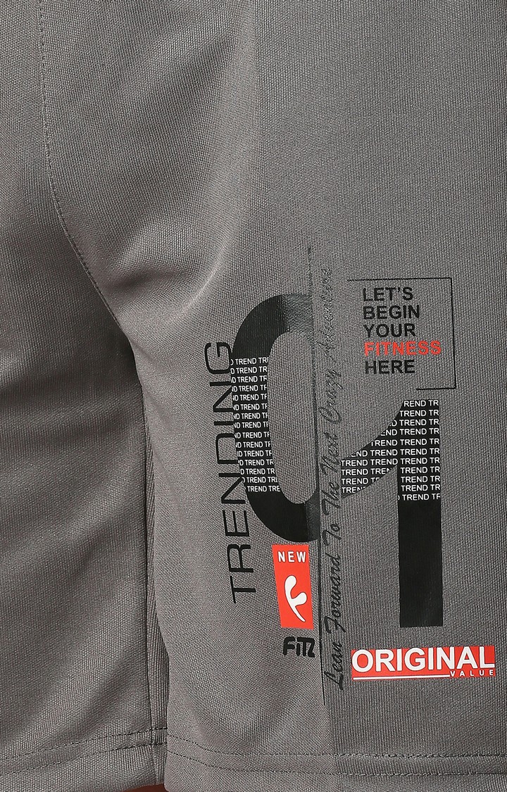 Men's Grey Polyester Printed Short