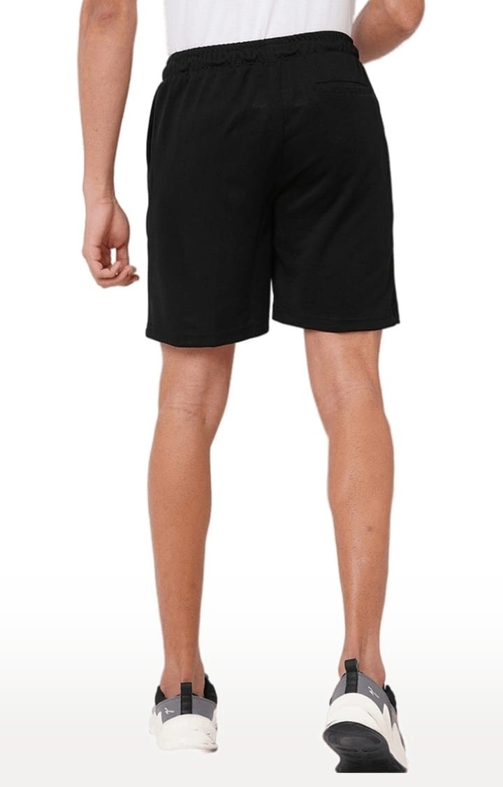 Men's Black Polyester Solid Short