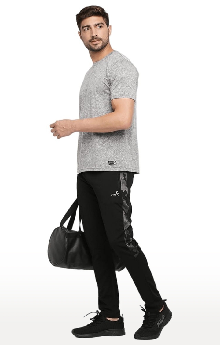 Men's Black Polyester Solid Trackpant