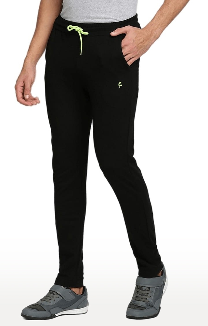 Men's Black Cotton Solid Trackpant
