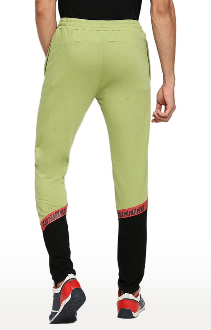 Men's Green Cotton Colourblocked Trackpant