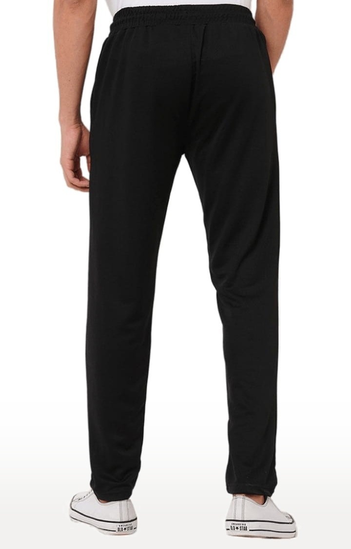 Men's Black Polyester Solid Trackpant