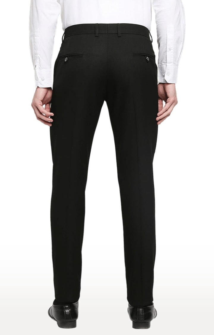SOLEMIO | Men's Black Polyester Solid Formal Trousers 4