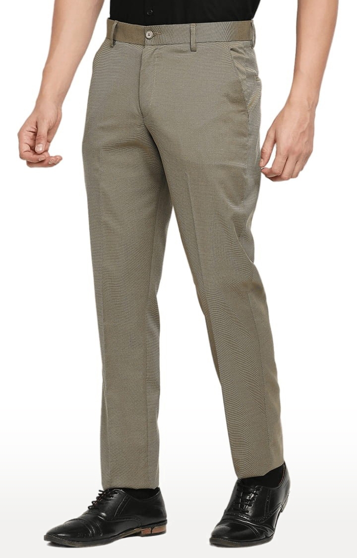 SOLEMIO | Men's Brown Polycotton Solid Formal Trousers 2