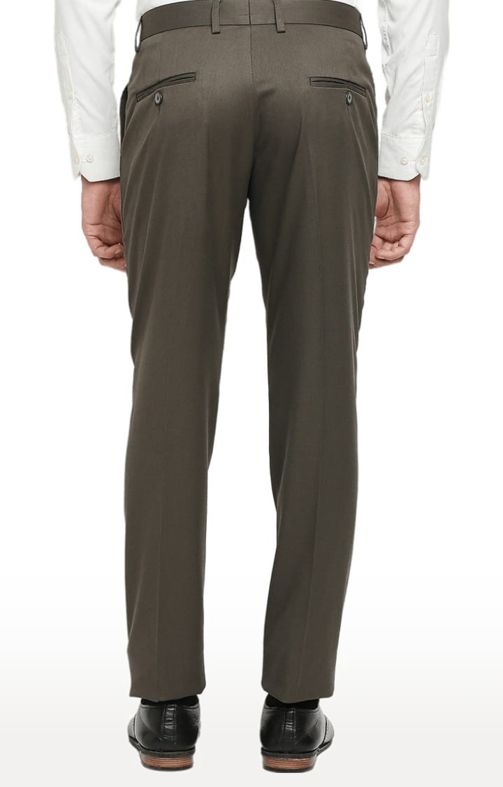 SOLEMIO | Men's Brown Polycotton Solid Formal Trousers 3