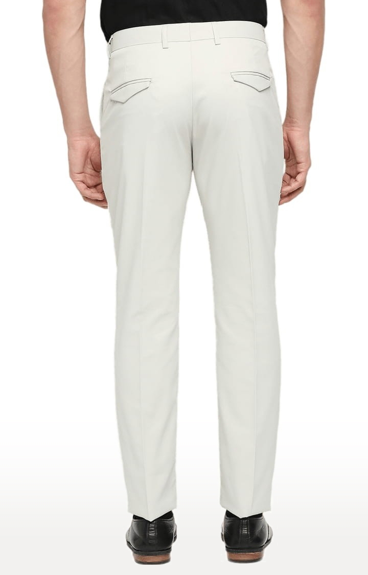 SOLEMIO | Men's White Polycotton Solid Formal Trousers 3