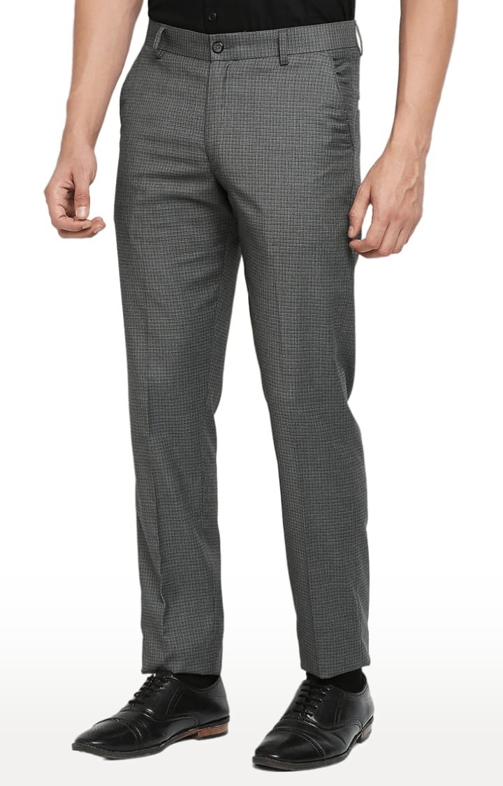SOLEMIO | Men's Grey Polycotton Solid Formal Trousers 2