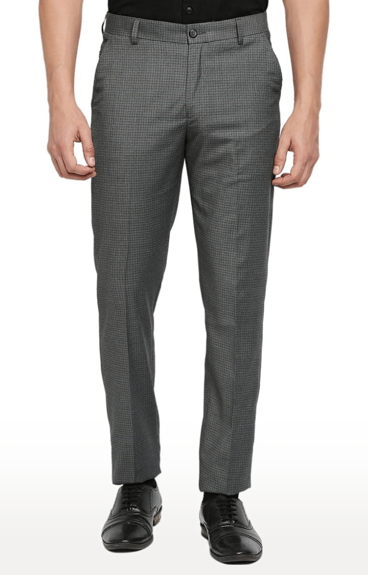 SOLEMIO | Men's Grey Polycotton Solid Formal Trousers 0