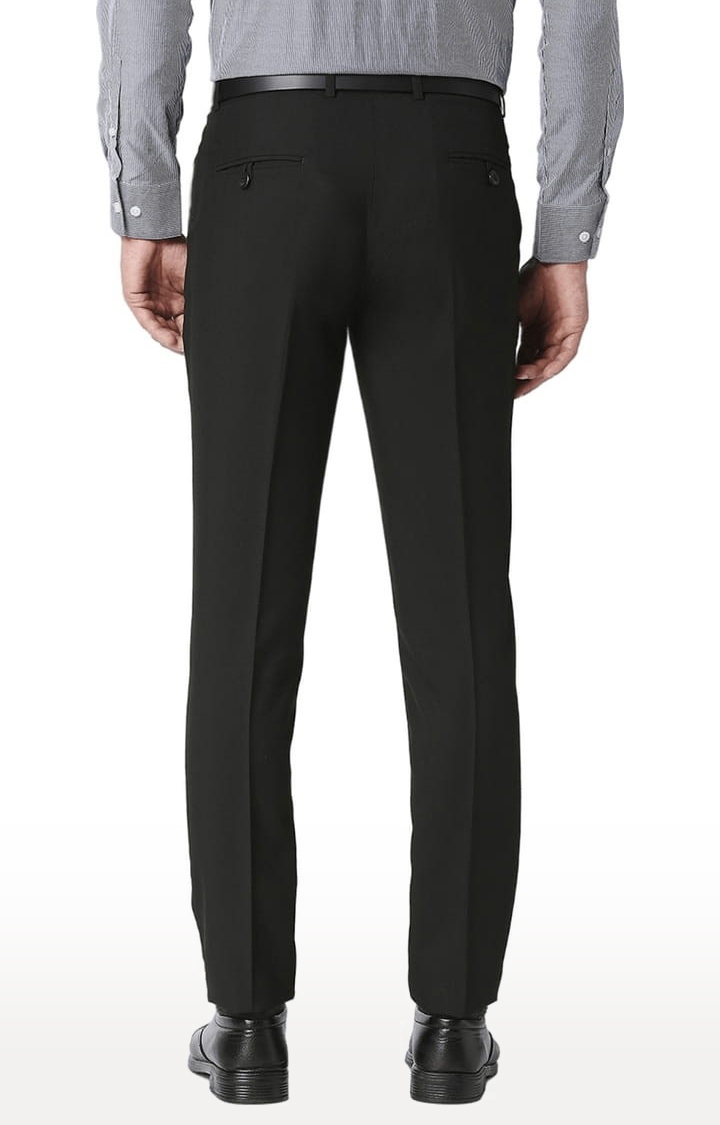 SOLEMIO | Men's Black Polyester Solid Formal Trousers 3