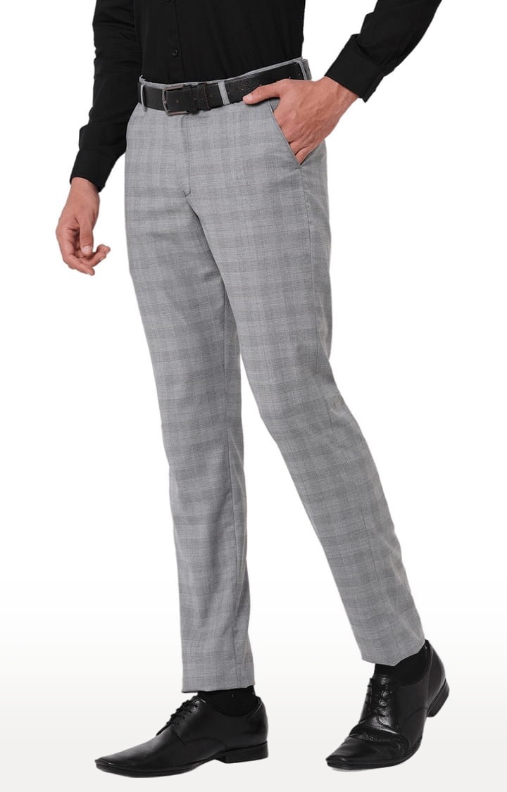 SOLEMIO | Men's Grey Polyester Solid Formal Trousers 2