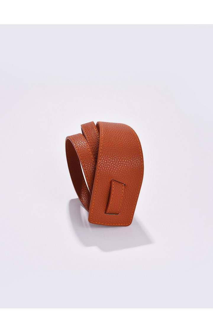 Haute Sauce By Campus Sutra Tan Solid Single Clothing Accessory