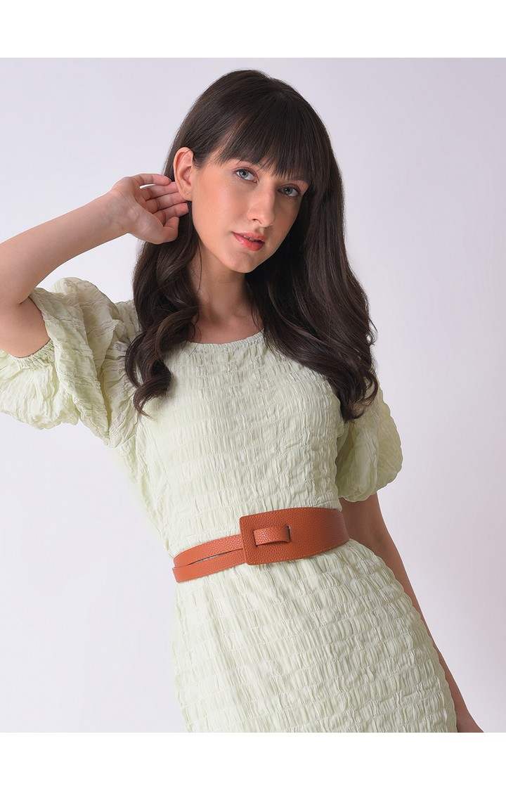 Haute Sauce By Campus Sutra Tan Solid Single Clothing Accessory