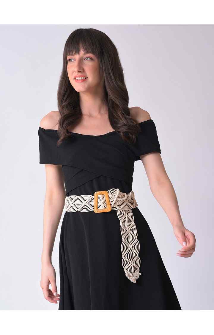 Haute Sauce By Campus Sutra White Woven Design Single Clothing Accessory