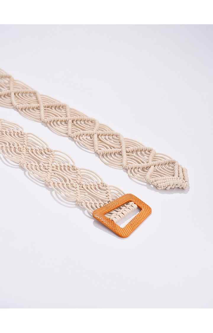 Haute Sauce By Campus Sutra White Woven Design Single Clothing Accessory