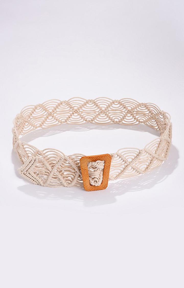 Haute Sauce By Campus Sutra White Woven Design Single Clothing Accessory
