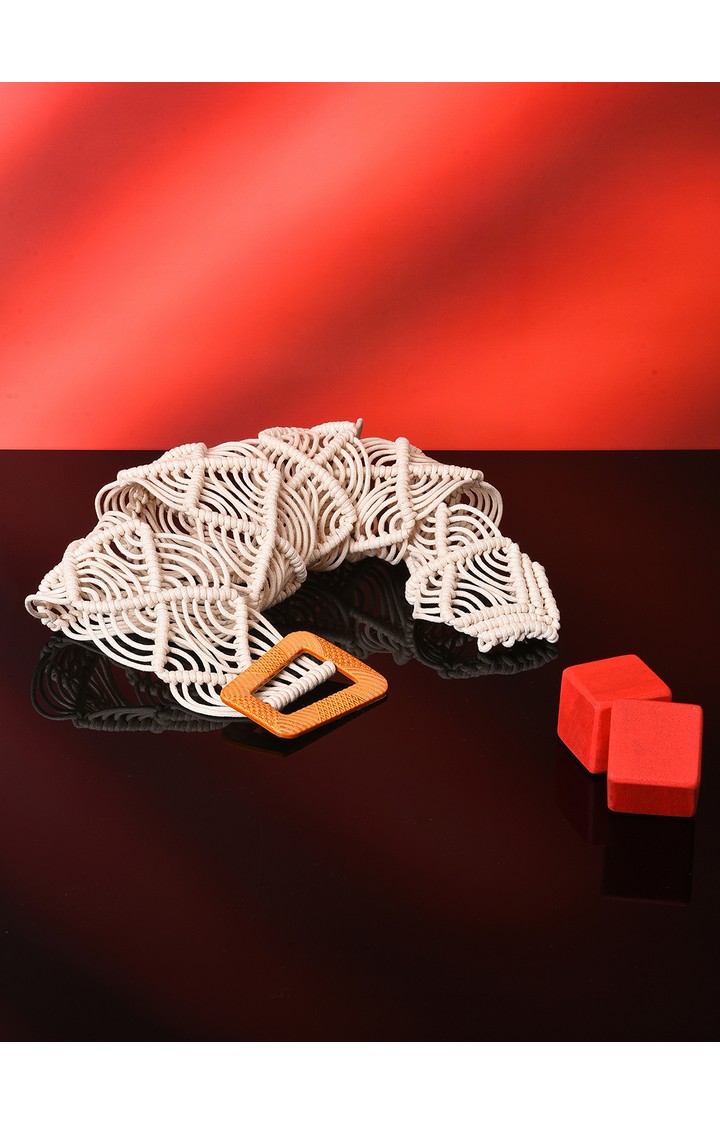 Haute Sauce By Campus Sutra White Woven Design Single Clothing Accessory