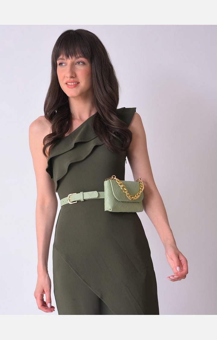 Haute Sauce By Campus Sutra Green Solid Single Clothing Accessory