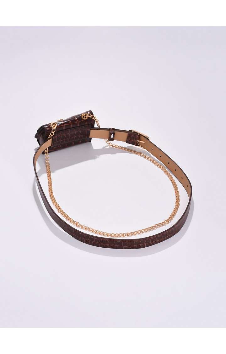 Haute Sauce By Campus Sutra Brown Woven Design Single Clothing Accessory