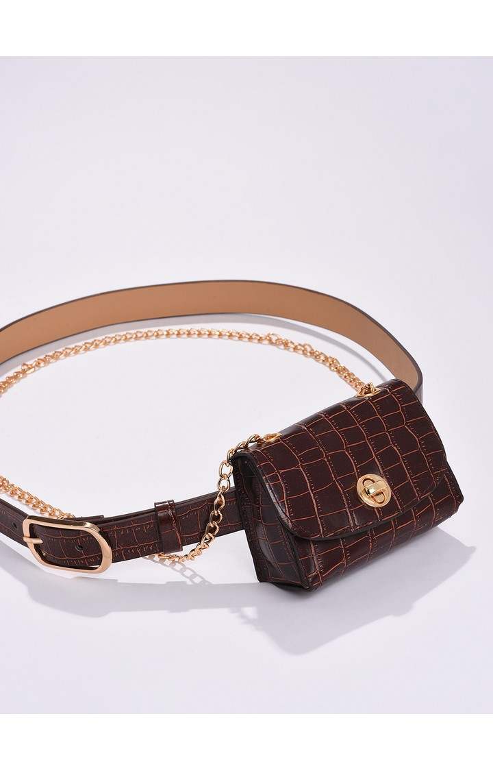 Haute Sauce By Campus Sutra Brown Woven Design Single Clothing Accessory