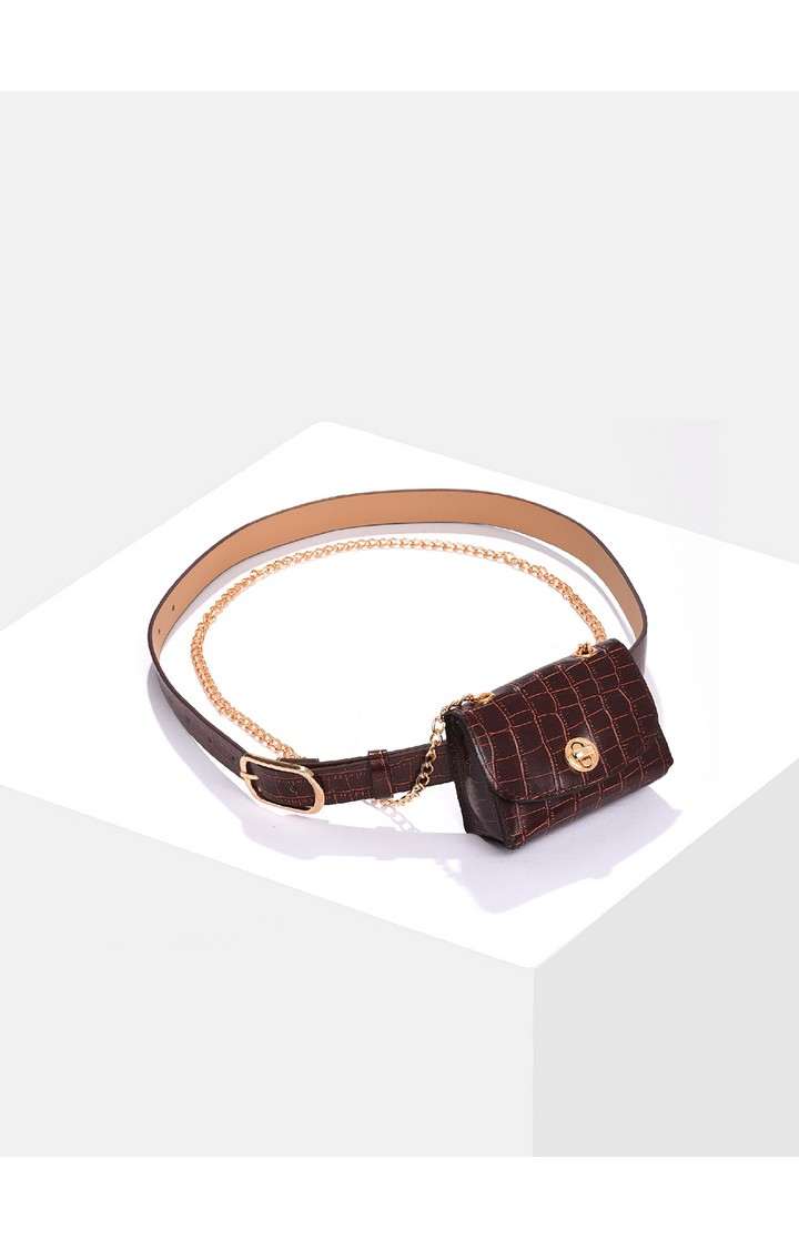 Haute Sauce By Campus Sutra Brown Woven Design Single Clothing Accessory