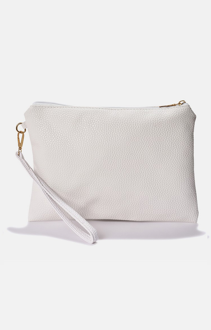 Haute Sauce By Campus Sutra White Pu Clutch Bags