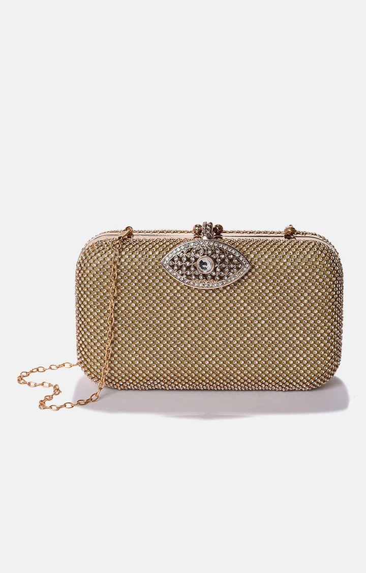 Haute Sauce By Campus Sutra Gold Pu Clutch Bags
