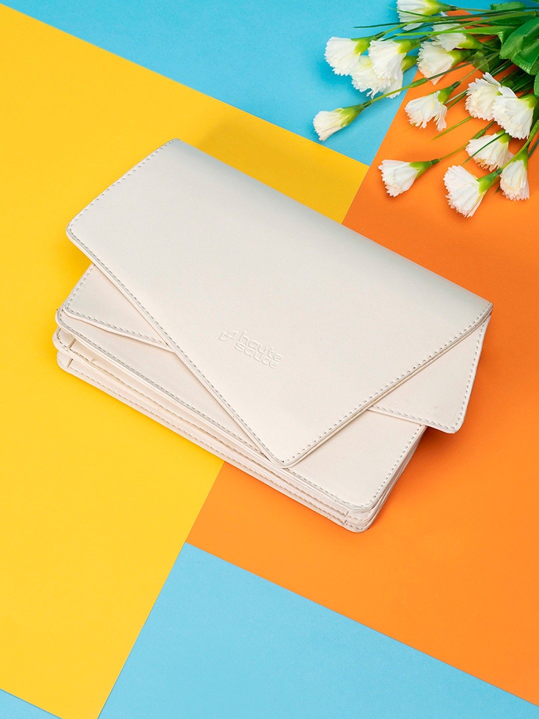 Haute Sauce By Campus Sutra White Pu Clutch Bags